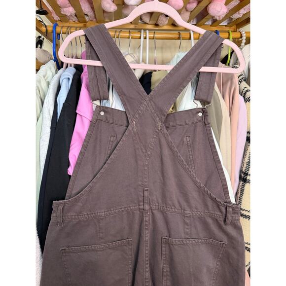 Free People We The Free Ziggy Denim Overalls Mocha Brown Size Medium Boho Earthy - Picture 14 of 16